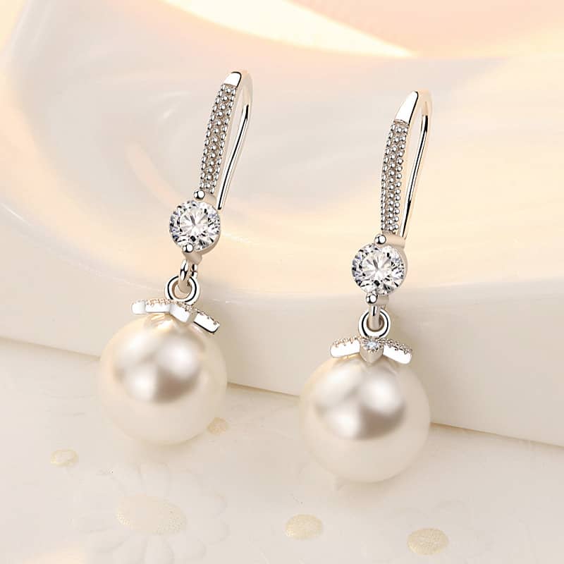 silver pearl earrings