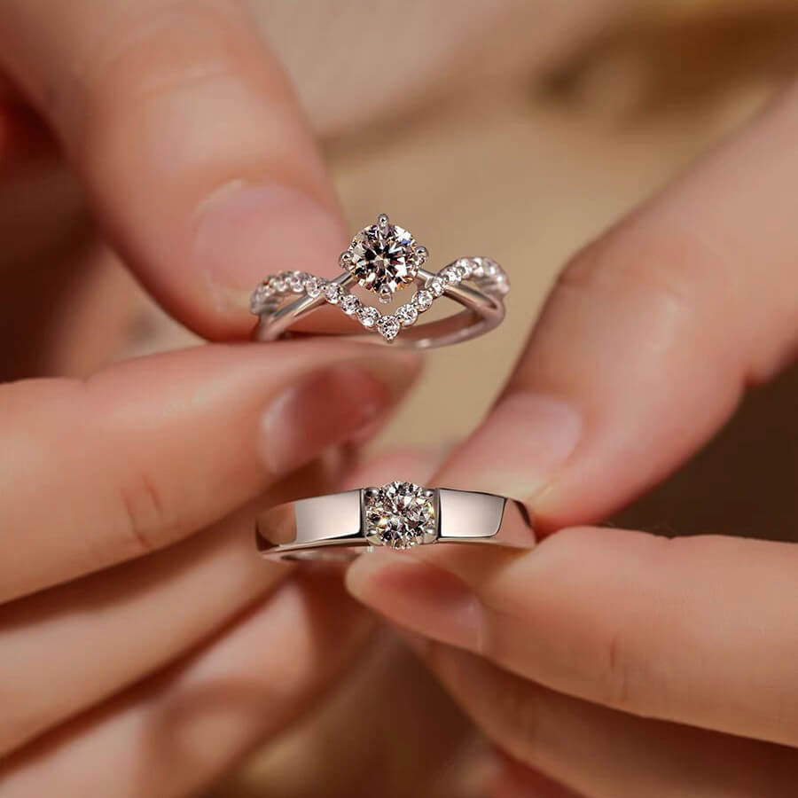 Moissanite Wedding Ring Set for Couples – Elegant Timeless Bri