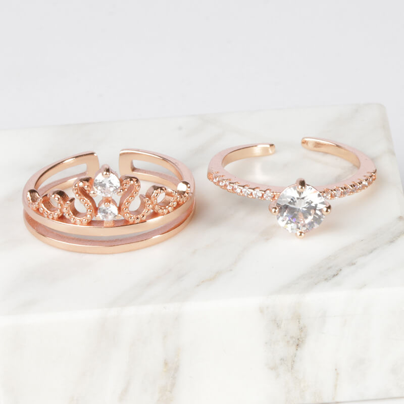 Crown Sterling Silver Rings for Women - Silver or Rose Gold