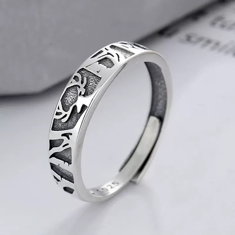 Reindeer and Whale Matching Couple Rings in Solid 925 Sterling Silver