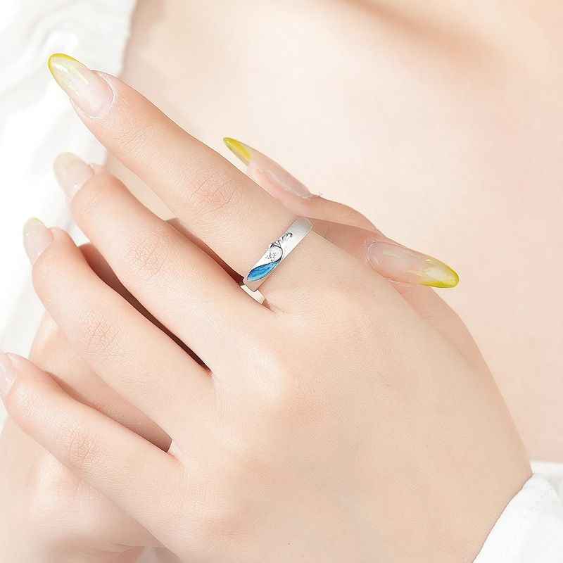 Enamel Whale Matching Couple Rings