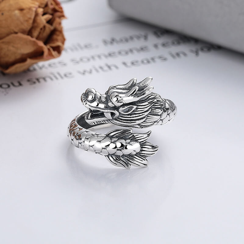 silver dragon ring