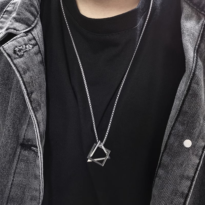 Squid Game Symbols Necklace – Geometric Jewelry Inspired by the Korean Series – Triangle, Square Pendant – Christmas Gift for Gamers