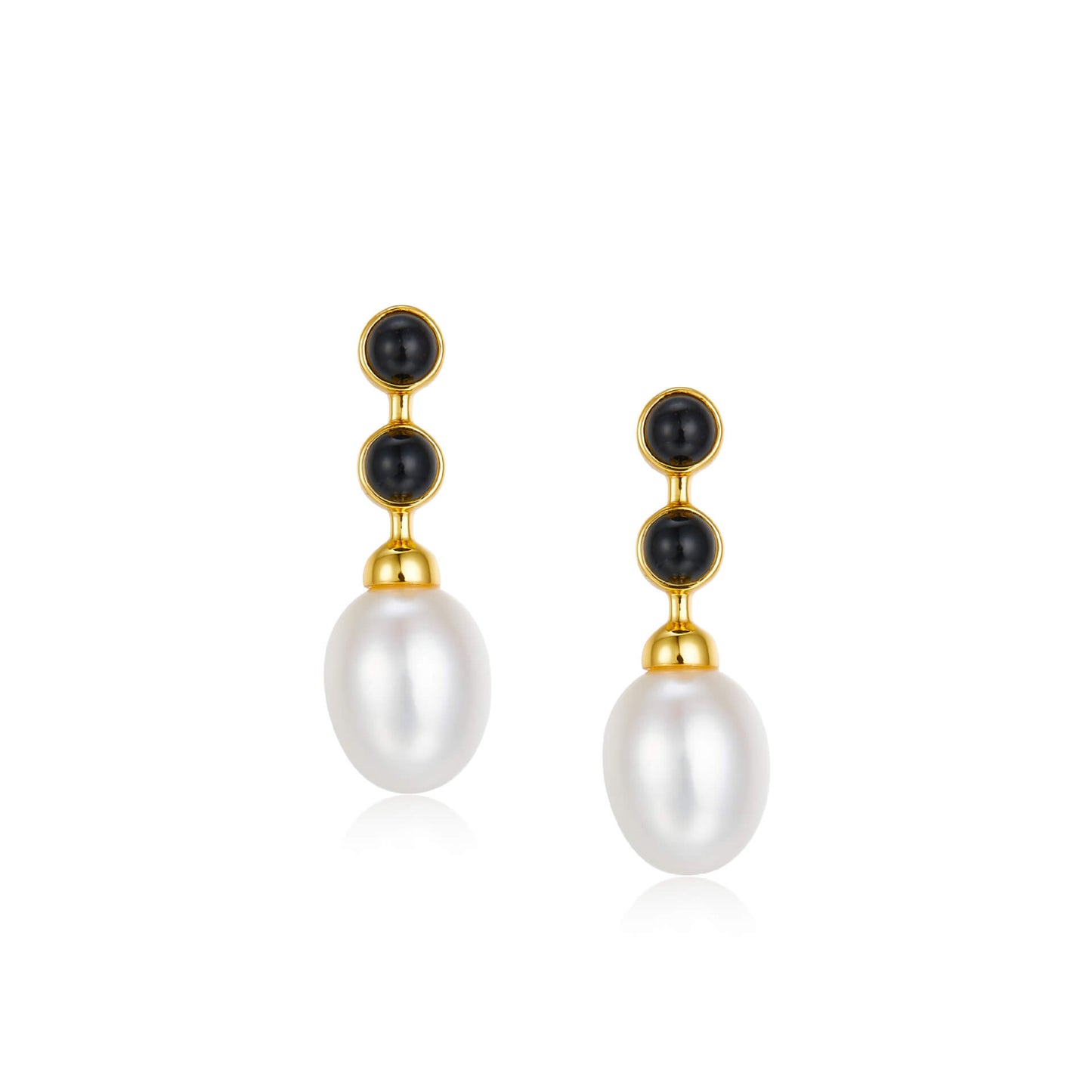 black white silver earrings