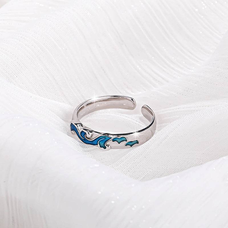 925 STERLING SILVER Enamel Whale Matching Rings - Sterling Love