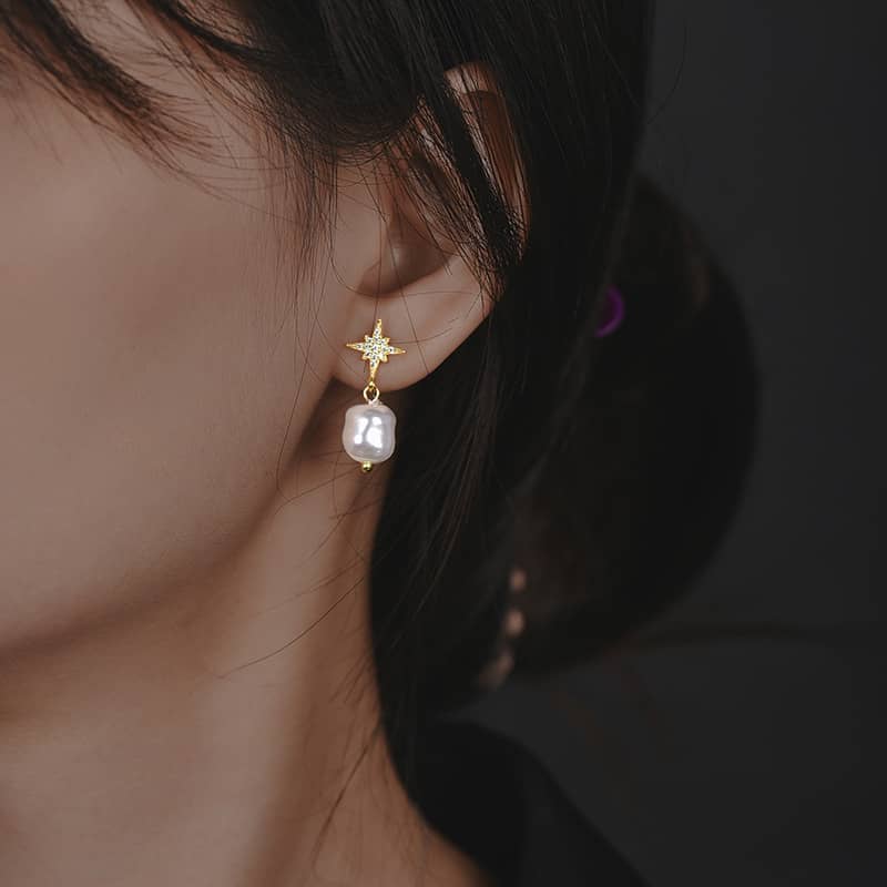 moon pearl earrings