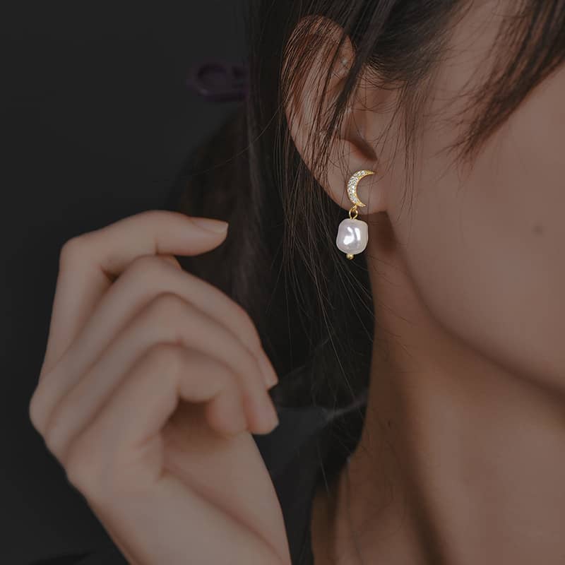 moon pearl earrings