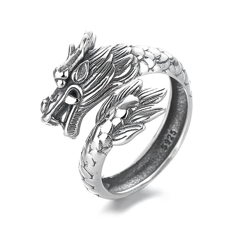 Vintage 3D Dragon Totem Open Ring