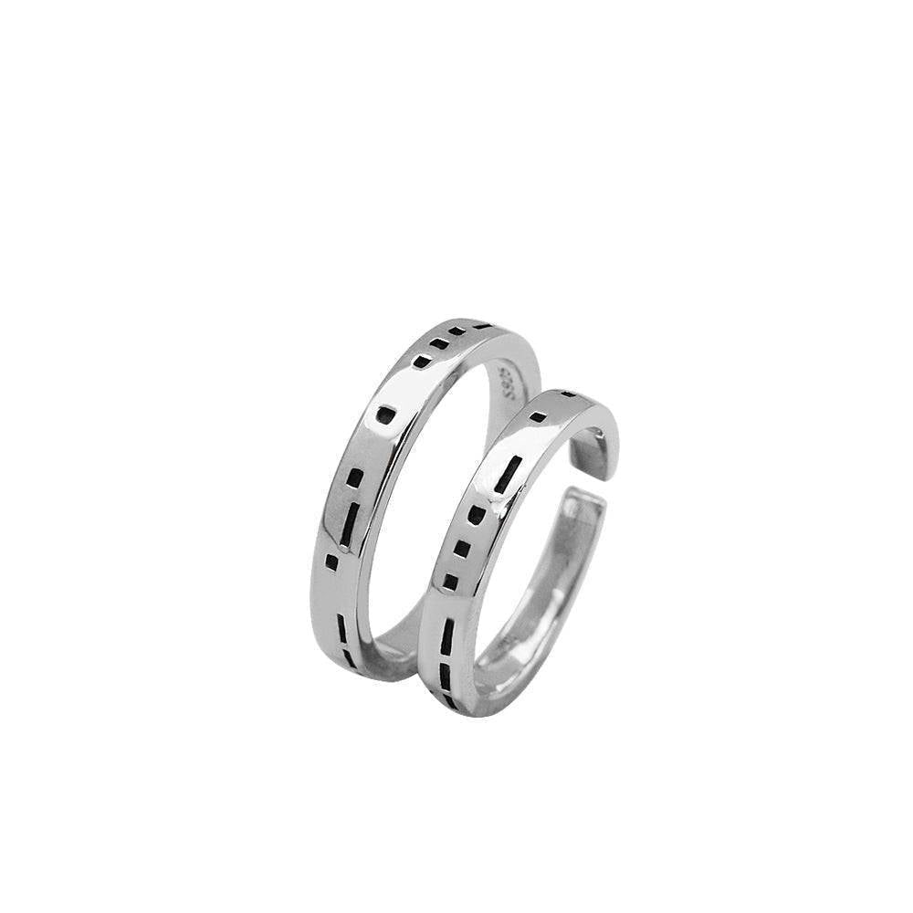925 STERLING SILVER Morse Code Matching Rings