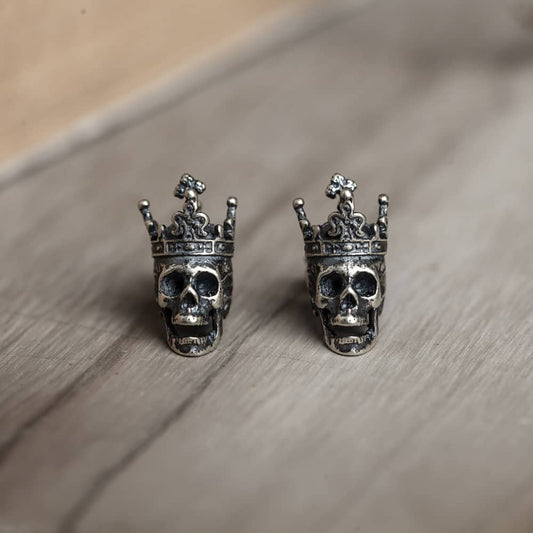 skull silver earrings