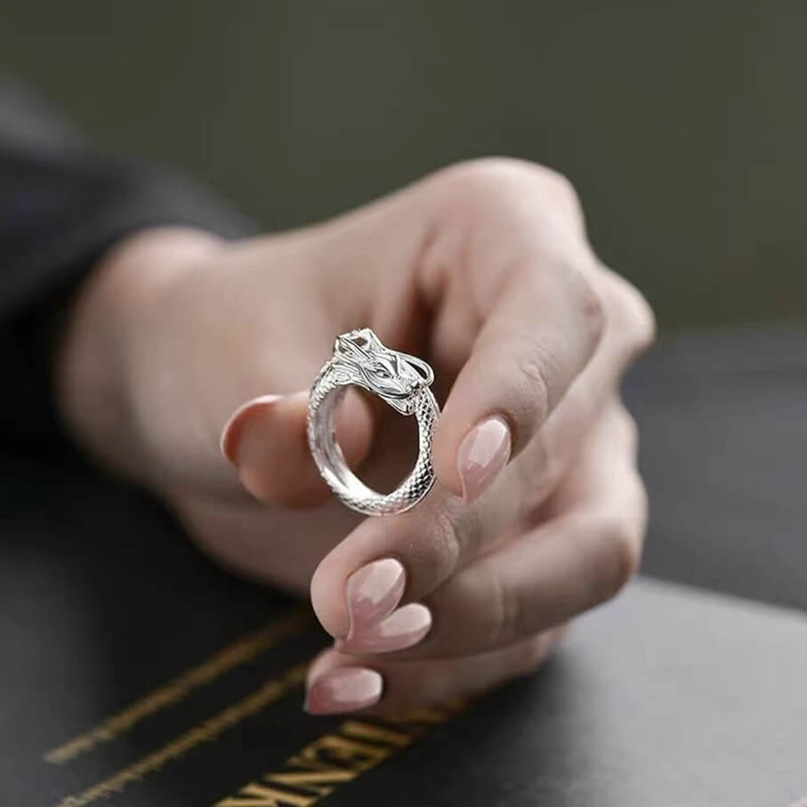 sterling silver dragon ring