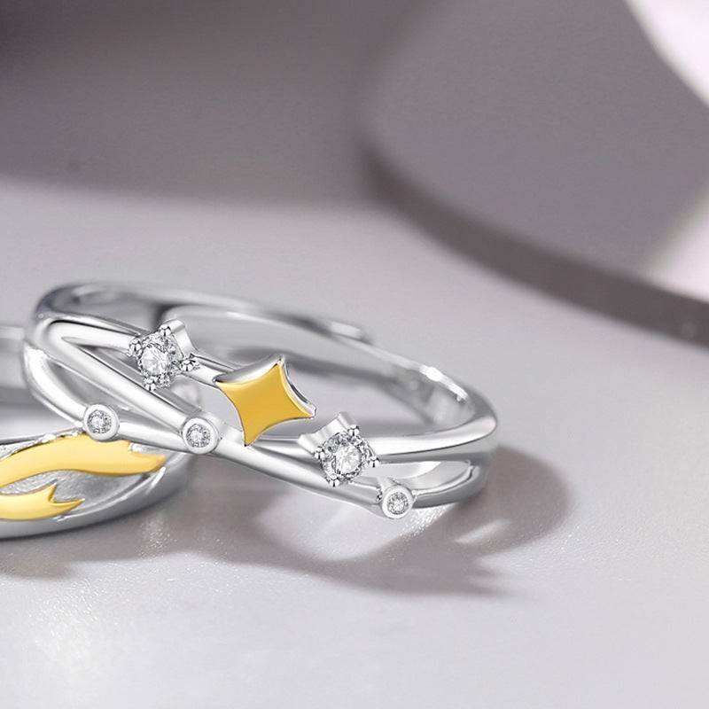 925 STERLING SILVER Little Prince & Stars Matching Rings