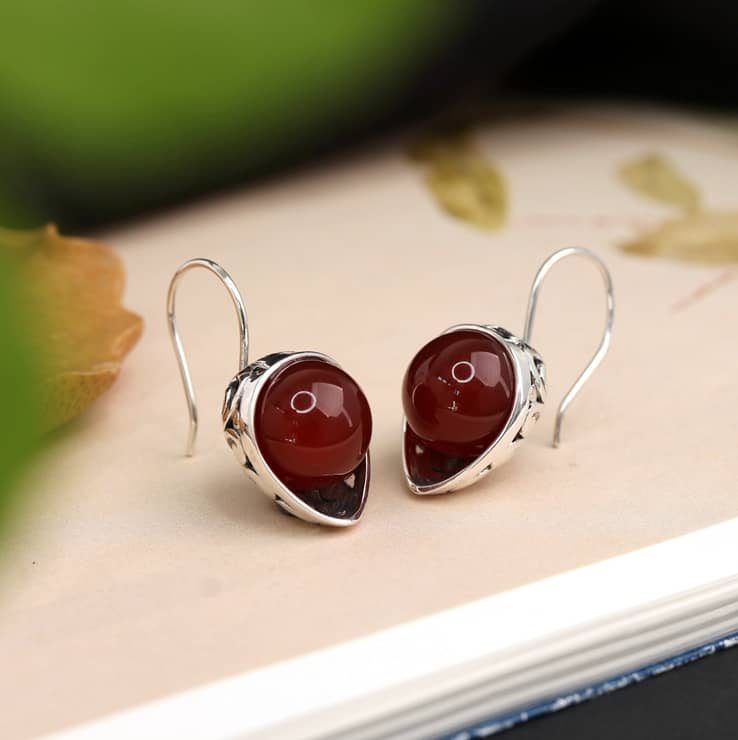 silver agate earrings