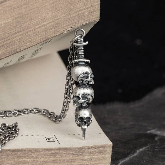 skull silver necklace