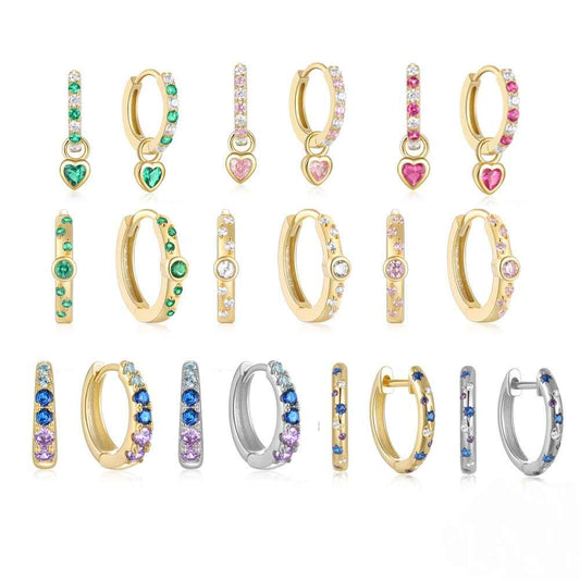 Dopamine Multicolored CZ Tiny Huggie Earrings - 10 Designs