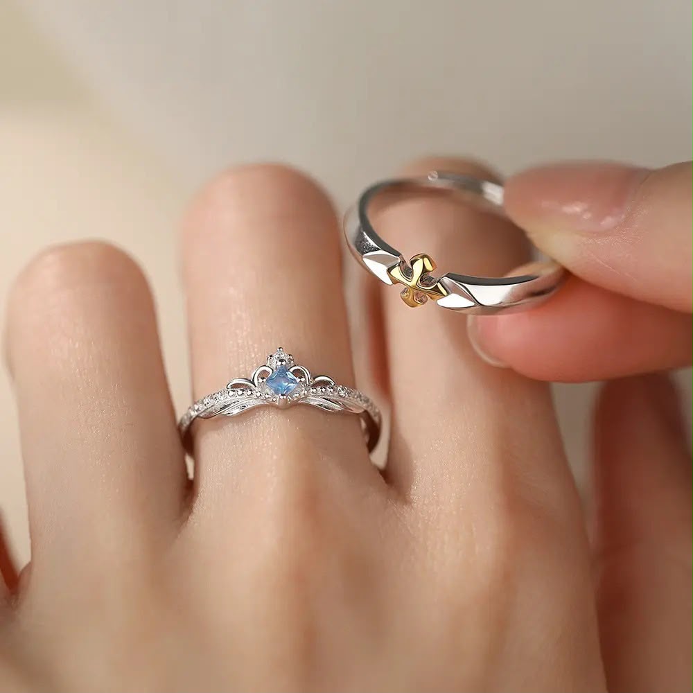 Princess & Knight Moonstone Matching Rings