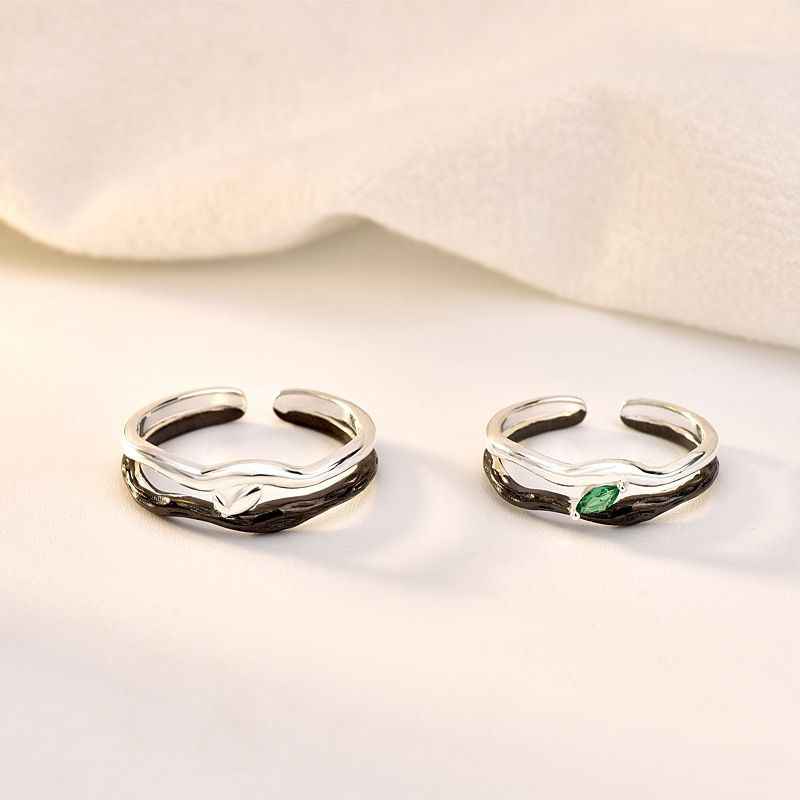 Blossoming Love Matching Couple Rings - Engraved Rings