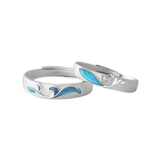 Enamel Whale Matching Couple Rings