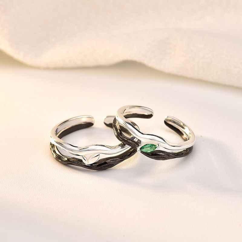 Blossoming Love Matching Couple Rings - Engraved Rings