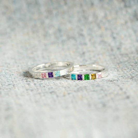 Elegant Baguette Birthstone Ring available in Silver or Gold1
