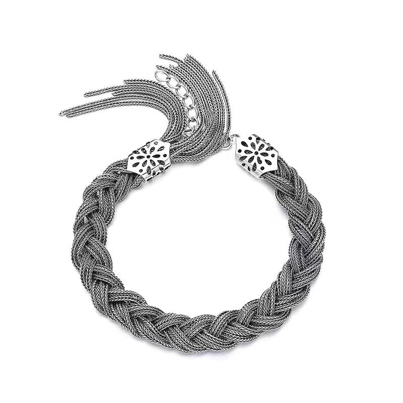 Braided Ponytail Bracelet with Tassel