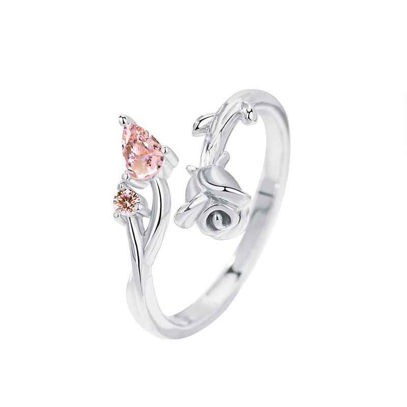 Pink CZ Little Prince & Rose Matching Rings