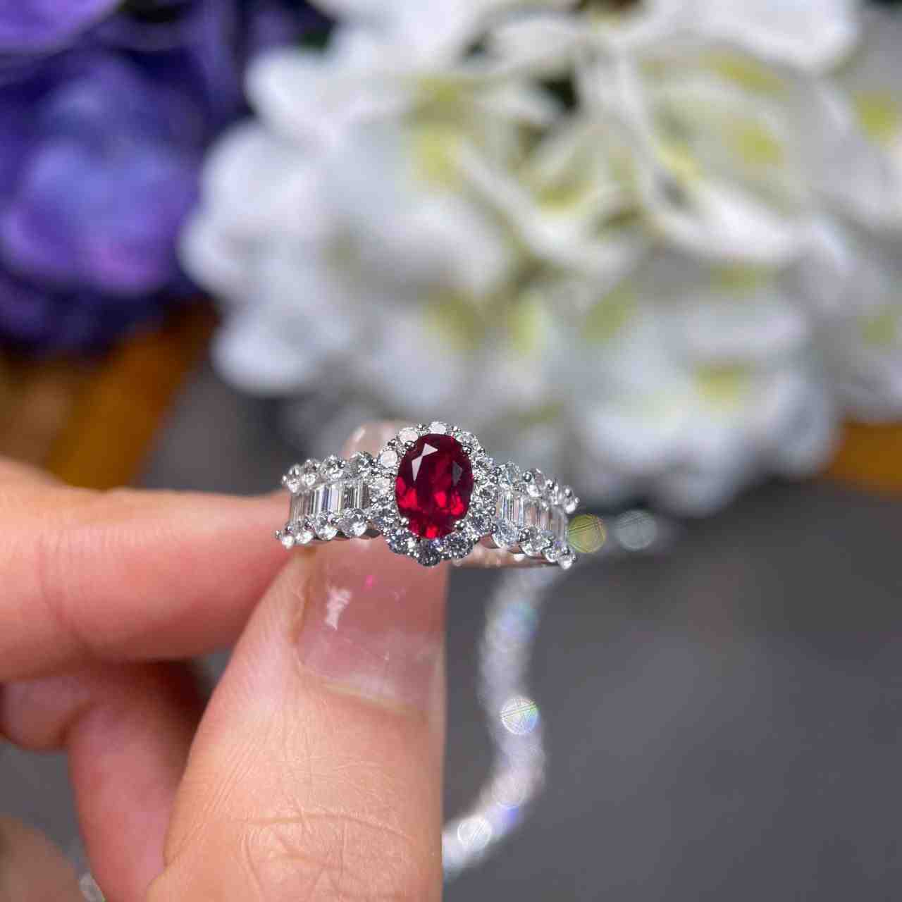 Ruby Wedding Ring - July Birthstone Ring in 925 Sterling Silver