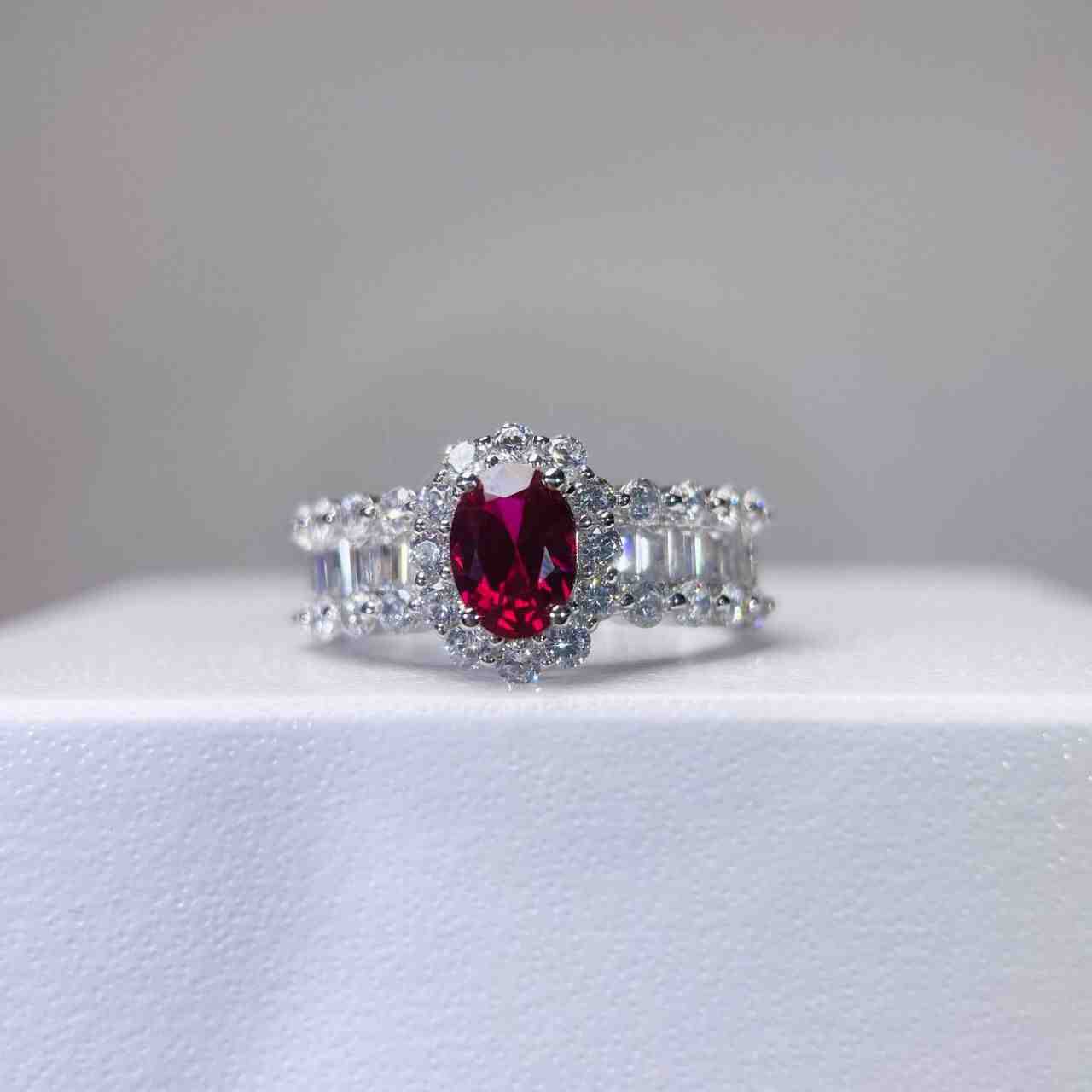 Ruby Wedding Ring - July Birthstone Ring in 925 Sterling Silver