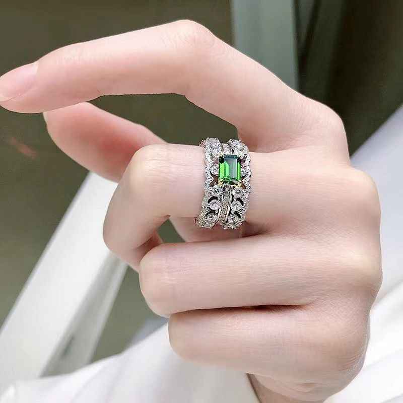 Emerald Engagement Ring - May Birthstone Ring in 925 Sterling Silver