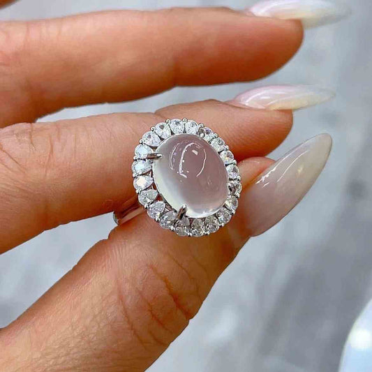 Minimalist Moonstone Silver Ring - June Birthstone Ring in Sterling Silver
