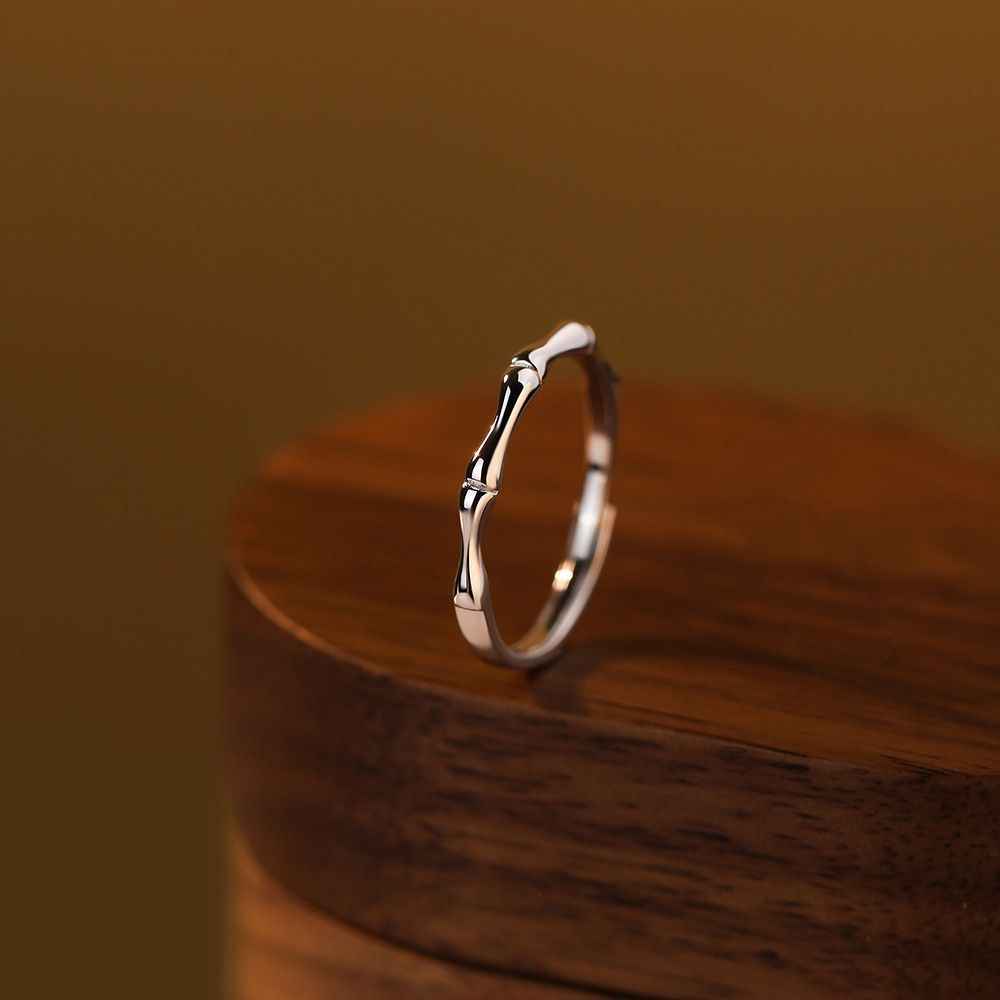 Minimalist Bamboo Couples Rings - Wedding Anniversary Rings