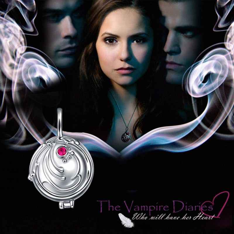 925 Sterling Silver Box Pendant Studded VAMPIRE DIARIES inspired Elena Vervain Locket Verbena herb Aroma Therapy