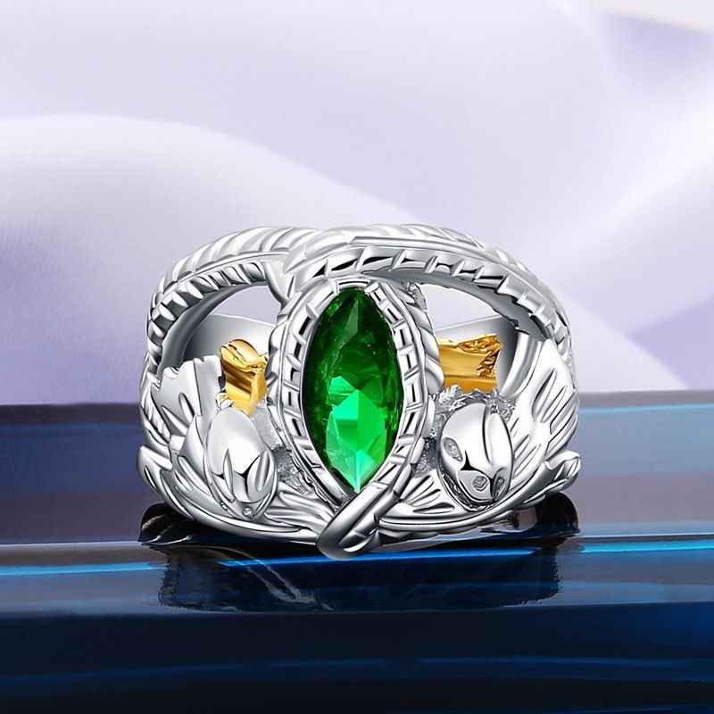 925 Sterling Silver Aragorns Ring of Barahir Silver from The Lord of The Rings, Two Snake Crown Ring, Aragorn King Of Gondor