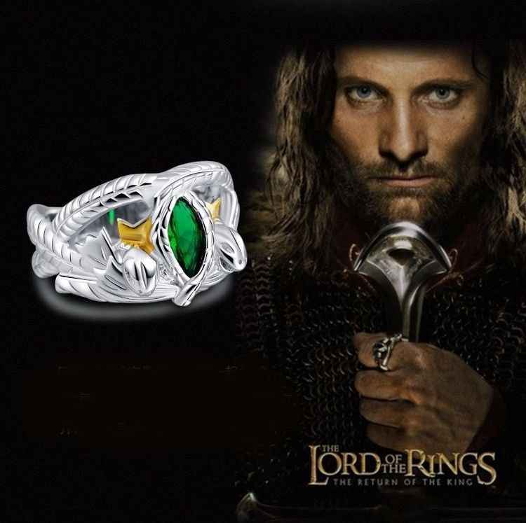 925 Sterling Silver Aragorns Ring of Barahir Silver from The Lord of The Rings, Two Snake Crown Ring, Aragorn King Of Gondor